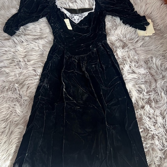 Gunne Sax Jessica McClintock VTG 80s Velvet Royal Black  Size 7 - Picture 3 of 11